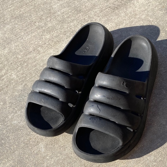 UGG Rubber Black Slide Sandals - Picture 1 of 4